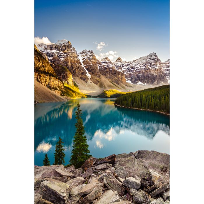 Moraine lake and mountain range - ID # 597602528