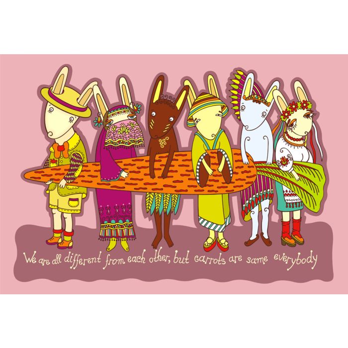 Multicultural Rabbits And Carrots Cartoon Diversity - ID # 19448277 Multicultural Rabbits And Carrots Cartoon Diversity - ID # 19448277