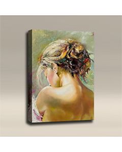 AcousticART Curated Abstract Art Collection #A3P3 Oil Painting: Woman Open Back Dress - Size: 36" L x 24" W x 2" - Portrait