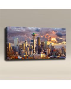 AcousticART Curated Cities Collection #C4L4 Seattle Space Needle - Size: 48" W x 24" H x 2" - Landscape