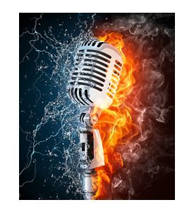 Old Microphone On Fire And Water - ID # 25614546