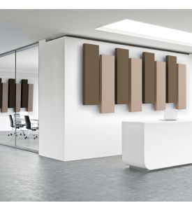 Acoustic Panels - 8 pc noise absorption sound panels, Style: STAGGERED IN SUEDE - Covers 32 Sq. Feet.