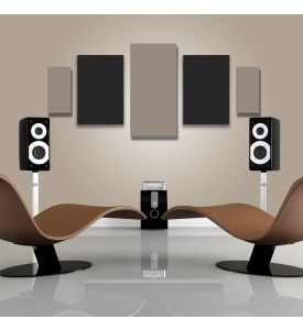 Acoustic Panels - 5 pc noise absorption sound panels. Style: DMD-PULSE - Covers 24 Sq. Feet.