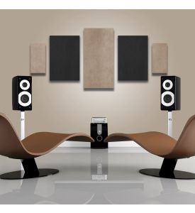 Acoustic Panels - 5 pc noise absorption sound panels. Style: SUEDE-PULSE - Covers 24 Sq. Feet.